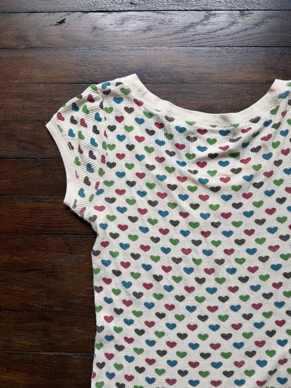 vintage y2k scene thermal heart t shirt henley - Picture 6 of 7